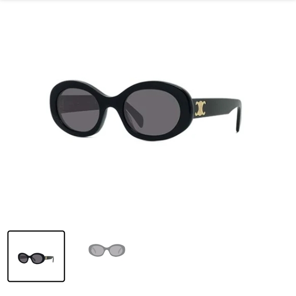 Celine Triomphe Logo Black Oval Sunglasses 52mm CL40194U - Picture 2 of 8